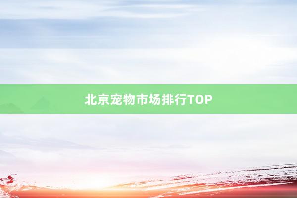北京宠物市场排行TOP